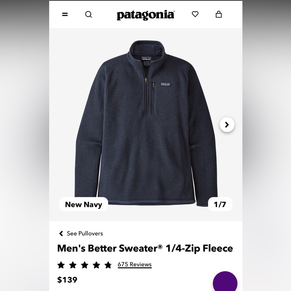 Patagonia Men’s Better Sweater 1/4-Zip Fleece